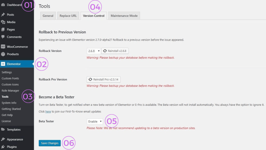 Elementor 3.14 Beta Enable Beta Tester